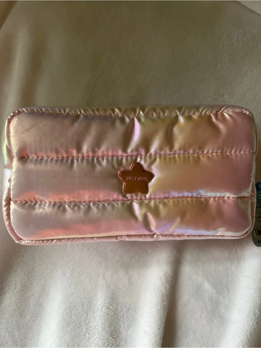 The Crème Shop x ONCH Hollywood Wanderlust Travel Case Iridescent Pink Puffer